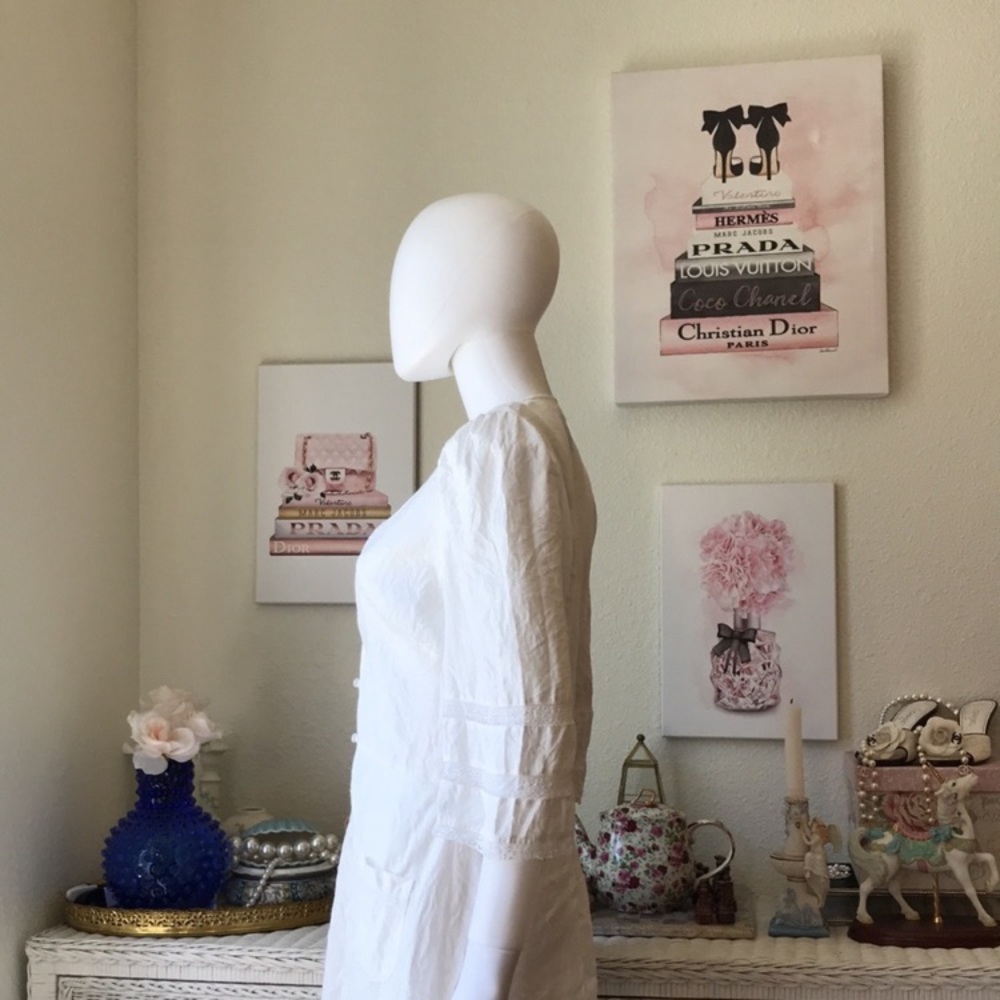 Reformation Eloise 100% linen button front dress white color size 10 - Picture 6 of 11